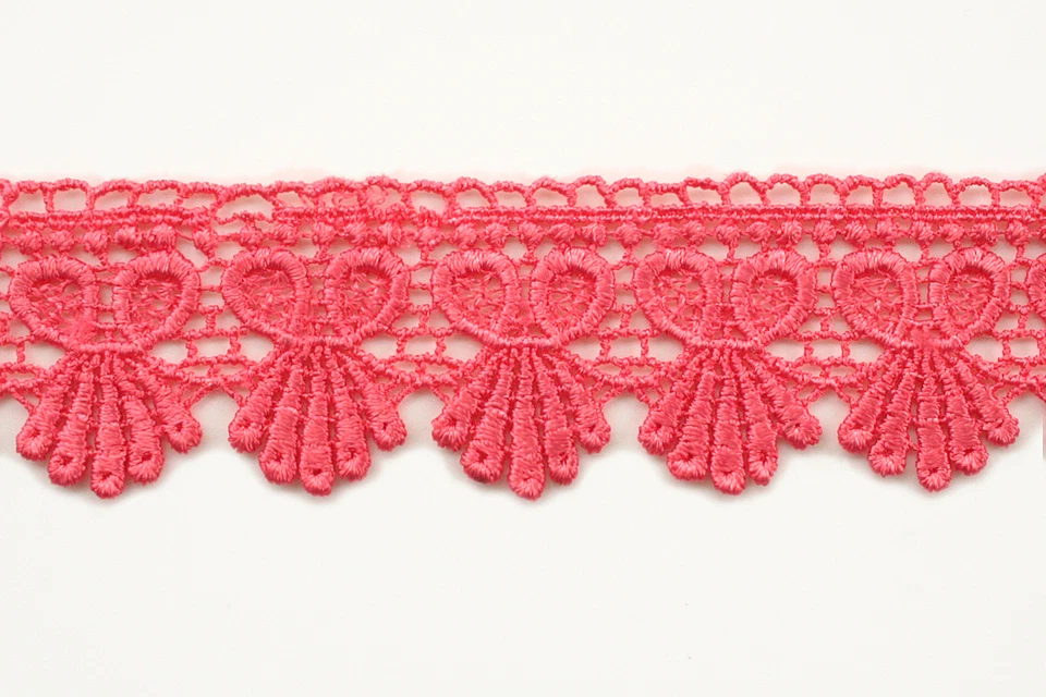 3" 4" 4.5" 4.75" 5" 5.75" 7.5" Coral Rojo Bordado Venecia Encaje Ribete por Yarda Foto 1 de 1