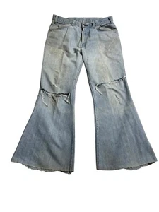 Vintage LEVIS 684 Orange Tab Bell Bottoms Distressed Big Bells Jeans 70s 33x28 - Picture 1 of 12