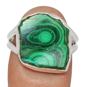 Natural Malachite In Chrysocolla 925 Sterling Silver Ring Jewelry s.8.5 CR65147 - Picture 1 of 1