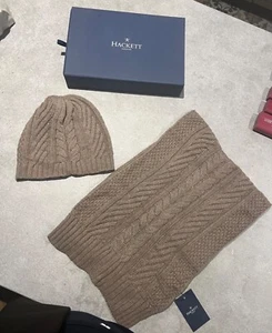 HACKETT Wool Mix Knitted Scarf & Hat Set BNIB - Imagen 1 de 5