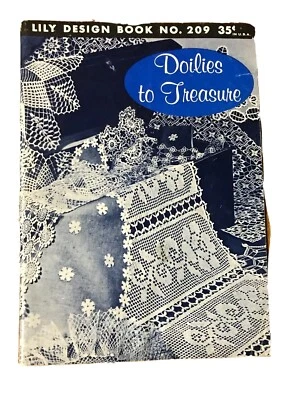 Vintage Lily Design Book No 209 Doilies To Treasure Booklet Crochet Patterns - Image 1 of 4