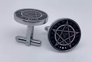 Pentagrama gótico gótico pagano bruja para hombre gemelos de metal elemental en caja de regalo - Imagen 1 de 6