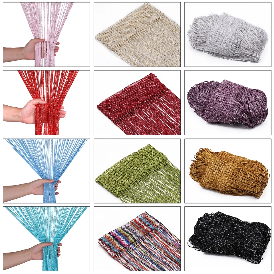 String Curtain Panels Door Fly Screen Room Divider Net Hanging Beaded Curtains - Image 1 of 1