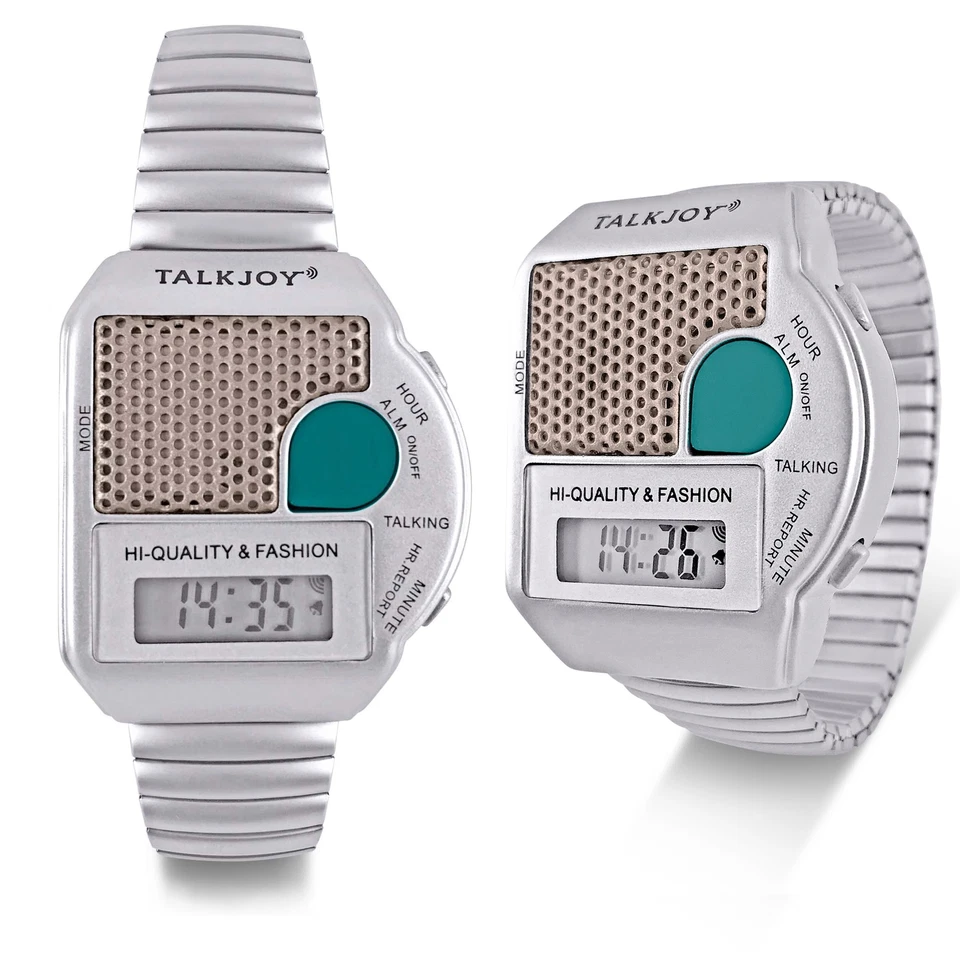 PRO METALLZUGARMBAND Sprechende Armbanduhr SILBER Blindenuhr Wecker Senioren Uhr - Bild 1 von 1