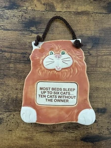 Letrero de placa colgante de pared de cerámica Smokey Mountain, 6" naranja divertida cita de gato - Imagen 1 de 5