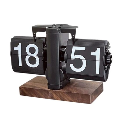 Flip Desk Clock Auto Flip Clock Wood Base Decoration Flip Down Clock Creative - Image 1 of 4