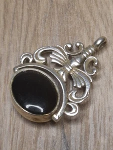 Llavero giratorio antiguo vintage de dos caras con piedras preciosas de plata de ley - Imagen 1 de 5