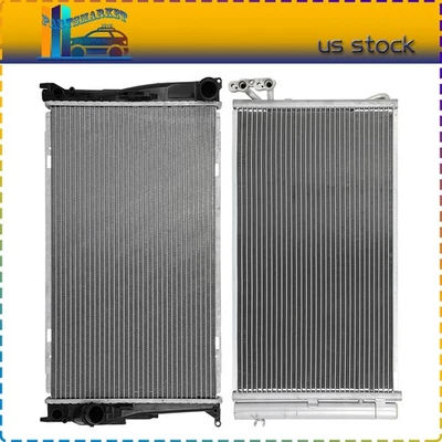 Fit For 2013 2014-2015 BMW X1 3.0L l6 Aluminum Radiator and AC Cooling Condenser - Imagem 1 de 4