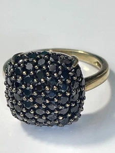 Vintage style gold on sterling silver 925 & black stone cocktail ring band sz S - Picture 1 of 18