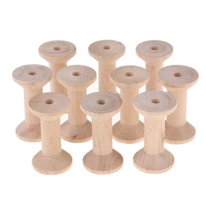 10Pcs Empty Wooden Sewing Bobbins Thread Spool DIY Craft Accessories 3.5x6cm - Picture 1 of 7