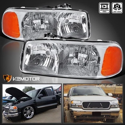 Fits 1999-2006 GMC Sierra Yukon XL 1500 Denali Headlights Assembly Lamps 99-07 Foto 1 de 4