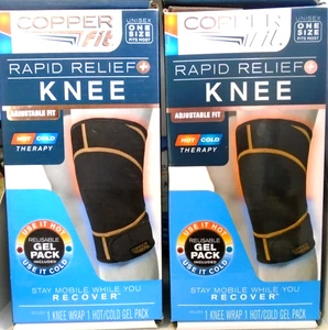 Copper Fit Rapid Relief, KNEE Wrap with Hot/Cold Gel Pack - 2-PACK Open Box - Picture 1 of 3