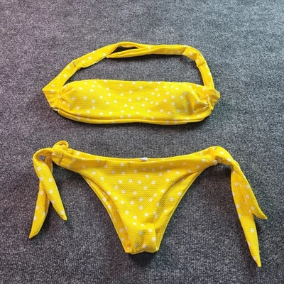 Traje de baño bikini bandeau a lunares amarillo talla S Foto 1 de 4