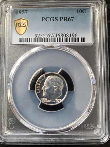 1957 Silver Roosevelt Dime PCGS PR67 Proof 67 Free Shipping Cover