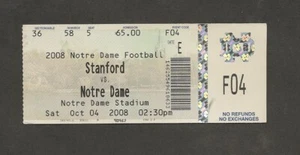 NOTRE DAME vs STANFORD Ticket Stub 4. Oktober 2008 - Bild 1 von 2