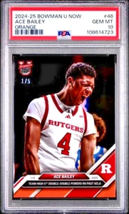 PSA 10 Ace Bailey RC ORANGE #1/5 2024-25 Bowman U Now #46 Double-Double on UCLA - Picture 1 of 3