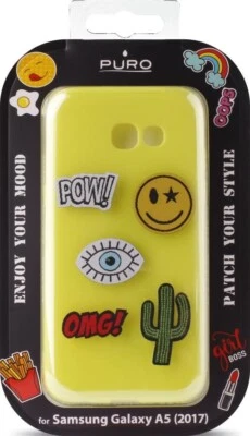 Cover per Samsung Galaxy A5 2017 Puro Patch Mania TPU Giallo Fluo con 5 adesivi - Immagine 1 di 4
