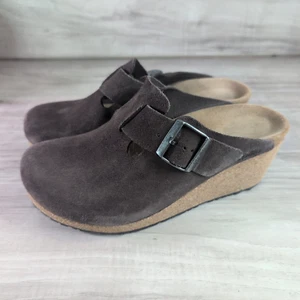 Birkenstock Papillio Fanny Comfort Brown Wedge Narrow Suede Clog Womens 8.5 - Picture 1 of 11