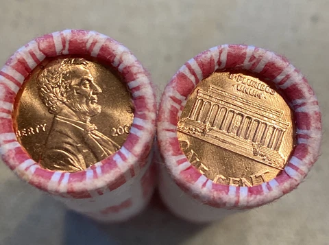 2003 D  Two OBW Bank Wrapped Lincoln Cent Roll. Win Two Rolls Cover