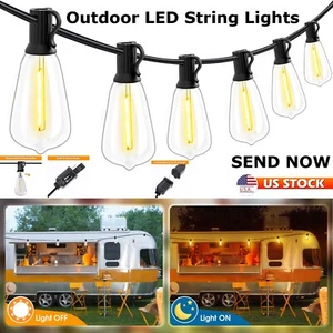 50-100 FT LED Outdoor String Lights with Edison Shatterproof ST38 Bulbs, US Ship - Picture 1 of 23