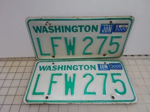 Pair Vintage Washington State License Plate 2000 Tabs , 1980's green - Picture 1 of 12