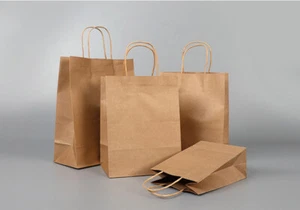 BROWN Paper Party, Gift & Fashion Bags with Twisted Handles Fast Delivery - Picture 1 of 2