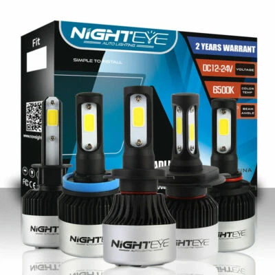 Nighteye Car 72W 9000LM LED Conversion Headlight KIT Bulbs White H7 H4 H1 H11 - Image 1 of 2