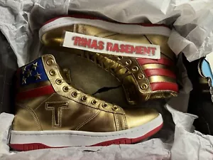 Donald J Trump Gold Sneakers Mens Size 9 Limited Edition 1000 Never Surrender - Picture 1 of 9