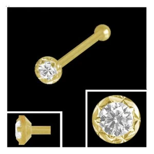 750 Gold Nariz Piercing 2,0 mm Diamantado con Zirconia Nariz Lápiz Esférico - Imagen 1 de 1