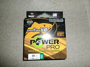 PowerPro Super 8 glatte V2 geflochtene Angelschnur - Moos_Grün - 30 Pfund - 300yd - Bild 1 von 1