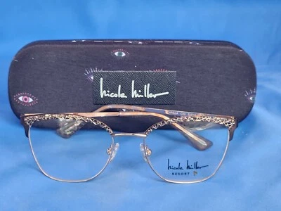 Nuevo marco de gafas para mujer Nicole Miller Capella dorado/marrón metal 52-18-135 Foto 1 de 4