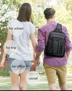 Messenger Bag Herren Canvas Sling Bag Umhängetasche Rucksack Laptop Schultertasche Neu - Bild 1 von 4