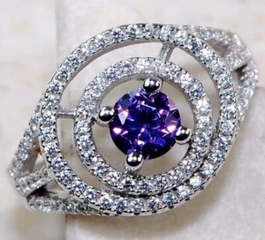 1CT Amethyst & Topaz 925 Solid Sterling Silver Ring Jewelry Sz 6 LB1-9 - Picture 1 of 3