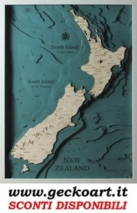 Nuova Zelanda Mappa Cartina 3D Quadro Moderno Map Chart www.geckoart.it - Picture 1 of 30