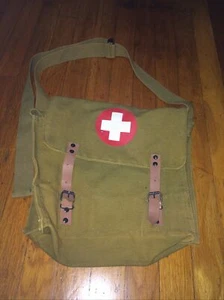 MILITARY STYLE MEDIC BAG CANVAS EMERGENCY RED CROSS INSIGNIA Theater Costume - Picture 1 of 8