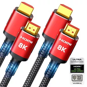 10K 8K Certificato HDMI 2.1 Cavo 10FT 2-Pack, 48Gbps Ultra Alta Velocità HDMI Bra... - Foto 1 di 9