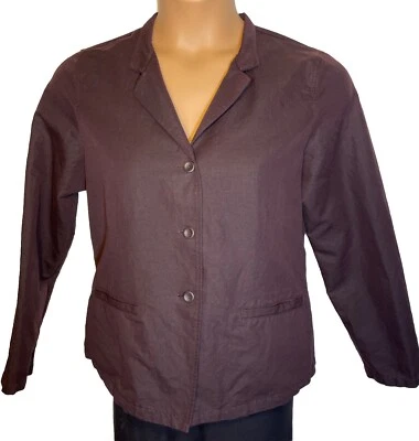 Eileen Fisher Chaqueta Blazer Marrón Italiano Lino Mezcla Algodón Talla M Foto 1 de 4