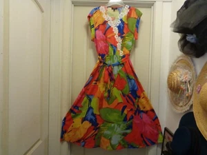 RETRO STYLED TROPICAL COLORS GIRL BY MSK RAYON DRESS S - Picture 1 of 8