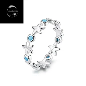 Sterling Silver 925 Ring Sea Starfish Band For Ladies Girls Women Gift S925 - Picture 1 of 6