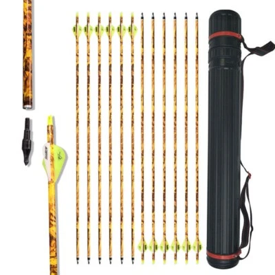 30" Carbon Arrows Camo Screw Broadhead SP600 Archery Bow Shooting Hunting Target - Image 1 of 4