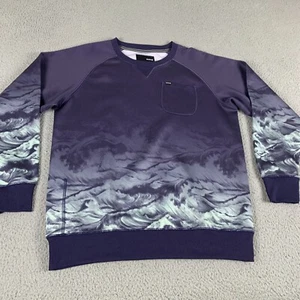 Hurley Sweatshirt Boys XL Blue Waves Polyester Stretch Long Sleeve Pullover - Picture 1 of 12