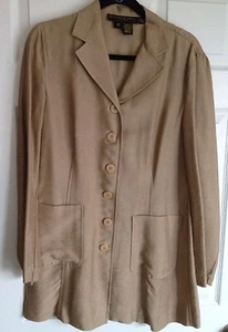 DONNA KARAN BLACK LABEL Unstructured  Tan Jacket/Blazer Size 10 Made In USA - Picture 1 of 6