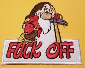 Dopey Seven Dwarf F uck Off New Embroidered Patch approx. 3.25 x 3.5" - Picture 1 of 2
