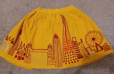 Piccolina Girls Skirt 5T Holiday Embroidered Skyline Ferris Wheel Yellow Rare  - Image 1 of 4