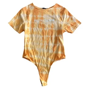 Body para mujer Pretty Little Thing naranja blanco tie dye 100 % algodón nuevo 12 S/M - Imagen 1 de 6
