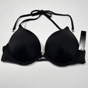 Victoria Secret 34C Bombshell Push Up Bikini Top Halter Add 2 Cups Black - Picture 1 of 7
