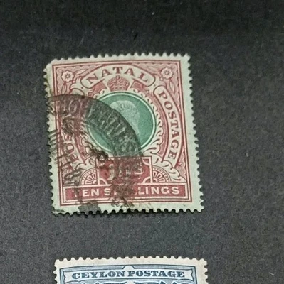 SUDÁFRICA / NATAL 1908 10s SG 170 Sc Usado con esquina redonda  Foto 1 de 2