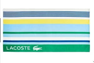 New Authentic Lacoste Stripes Beach Towel 100% Cotton 36x72 - Picture 1 of 2