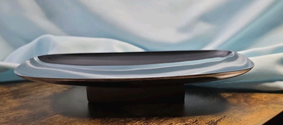 Bandeja para servir vintage MCM Milbern Creations de metal cromado y madera hecha en EE. UU. Foto 1 de 4