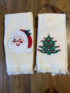 Set 2 asciugamani natalizi vintage Babbo Natale casa bagno cucina decorazione - Foto 1 di 15